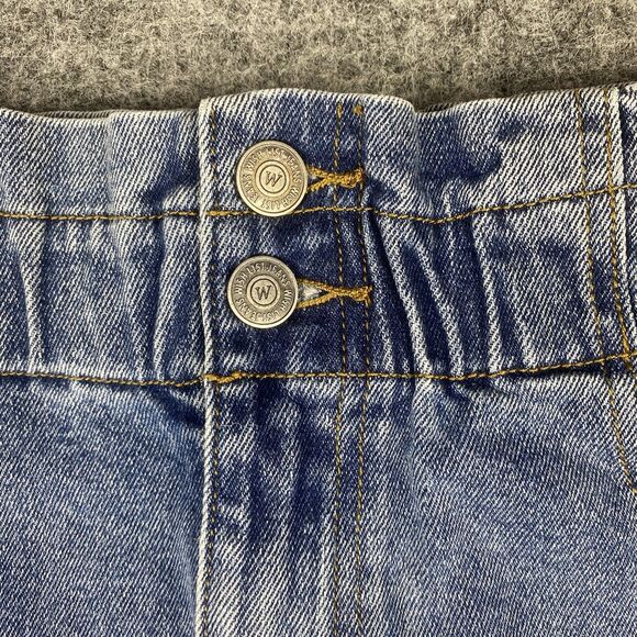 Vintage 90s Jean Denim Mini Skirt Women Medium Blue Paperbag Waist 90s - Picture 2 of 8